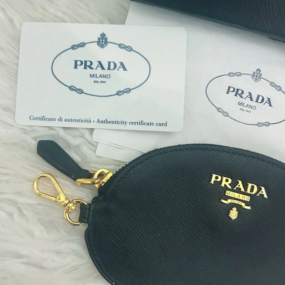 Prada Nero Saffiano Leather Black Pouch Gold Hardware New with Authenticity - Picture 4 of 6